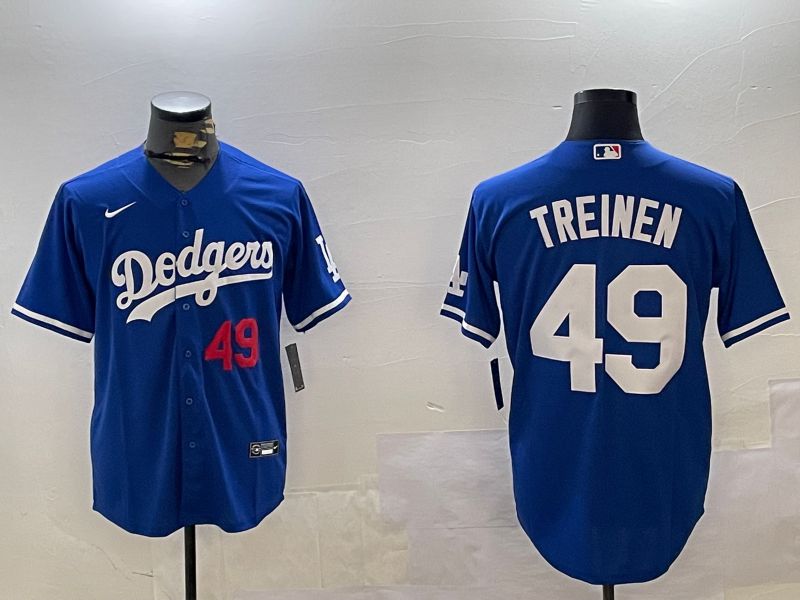 Men Los Angeles Dodgers #49 Treinen Blue Game 2024 Nike MLB Jersey style 23